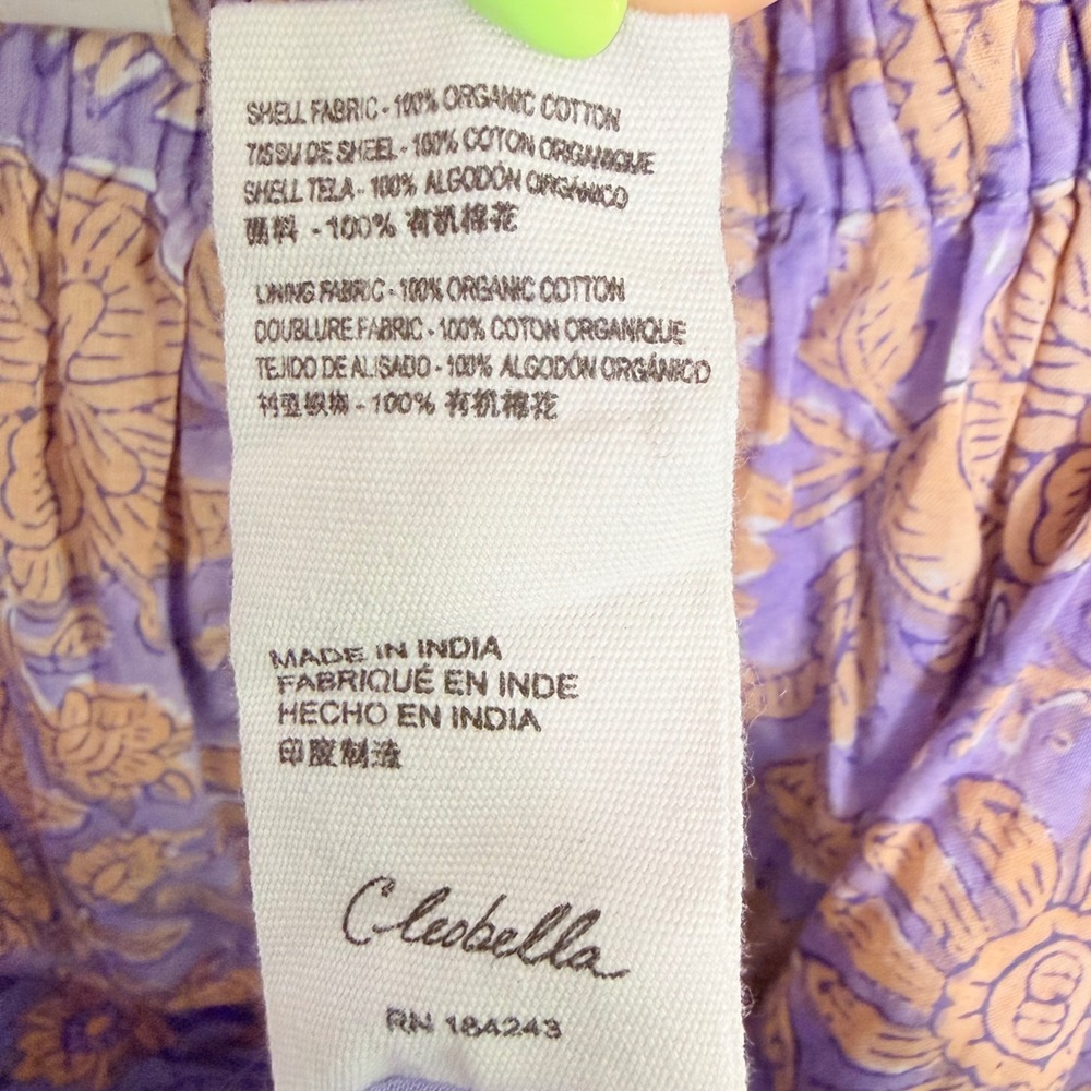 Cleobella Hattie Mini Dress Vine Block Floral Print Boho S Balloon Puff Sleeve - Picture 7 of 10